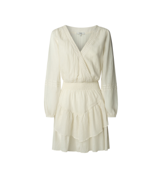 Pepe Jeans para mujer. PL9537702 Vestido Lorenza blanco (S), Casual, Algodón, Manga larga