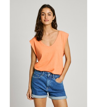 Pepe Jeans para mujer. PL506052 Camiseta Lotti naranja (XL), Casual, Algodón, Sostenible