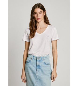 Pepe Jeans para mujer. PL506051 Camiseta Macy blanco (S), Casual, Manga corta, Algodón Orgánico, Sostenible