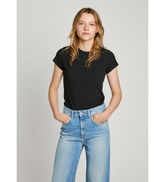 Pepe Jeans para mujer. PL506037 Camiseta Merida negro (L), Casual, Algodón, Manga corta