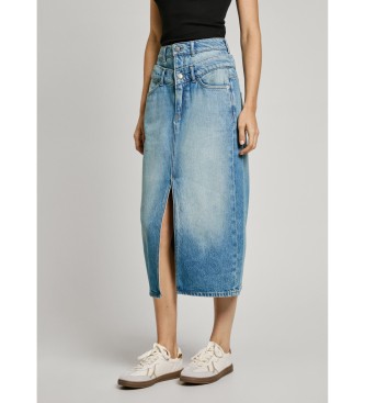 Pepe Jeans para mujer. PL901207 Falda midi en tejido denim no elástico azul (M), Casual, Algodón, Sostenible