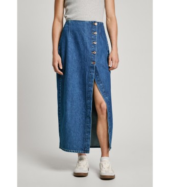 Pepe Jeans para mujer. PL901219 Falda midi en tejido denim no elástico azul (M), Casual, Algodón, Sostenible