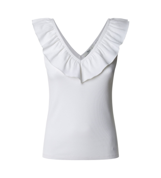 Imagen Pepe Jeans para mujer. PL506050 Top canalé escote en v Millie blanco (S), Casual, Algodón, Sin mangas / Tirantes, Sostenible