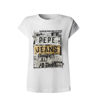 Pepe Jeans para mujer. PL5000125 Camiseta Nadira blanco (XS), Casual, Algodón, Manga corta