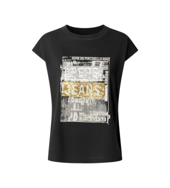 Pepe Jeans para mujer. PL5000125 Camiseta Nadira negro (S), Casual, Algodón, Manga corta