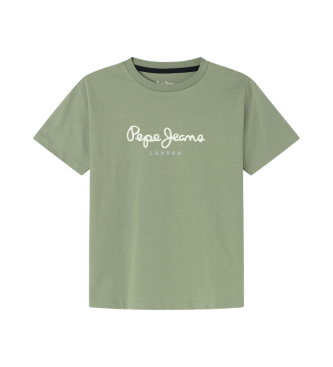 Pepe Jeans para niño. PB503975 Camiseta New Art verde (12años= 152cm), Casual, Algodón, Manga corta, Sostenible, moda infantil