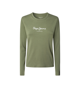 Pepe Jeans para mujer. PL505203 Camiseta New Virginia verde (L), Casual, Algodón, Manga larga