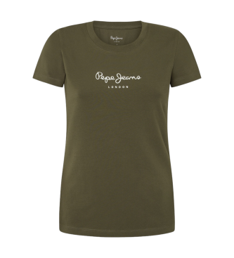 Pepe Jeans para mujer. PL505202 Camiseta New Virginia verde (XS), Casual, Algodón, Manga corta