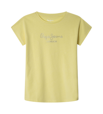 Pepe Jeans para niña. PG503152 Camiseta Nuria N amarillo (10años= 140cm), Casual, Algodón, Manga corta, Sostenible, moda infantil