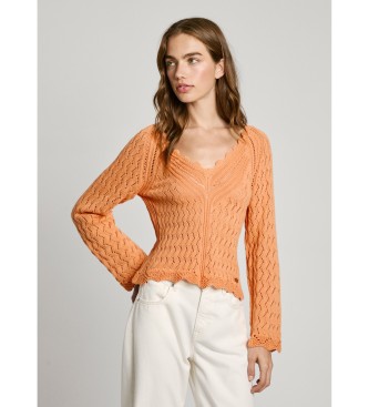 Pepe Jeansvoor vrouwen. PL702288 Opengewerkte trui met V-hals
Olya oranje (L), Casual, Katoen, Lange mouwen, Biologisch katoen, Duurzaam