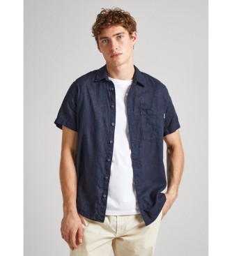 Pepe Jeans para hombre. PM308494 Camisa de lino Paige marino (S), Azul, Casual, Manga corta