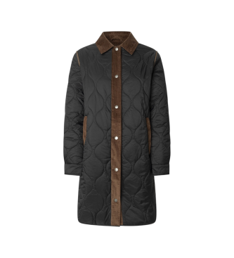 Pepe Jeans för kvinnor. PL4024337 Paola Lång kappa svart (XL), Casual, Polyamid
