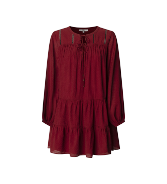 Pepe Jeans para mujer. PL9537696 Vestido Paule granate (XL), Casual, Viscosa, Manga larga