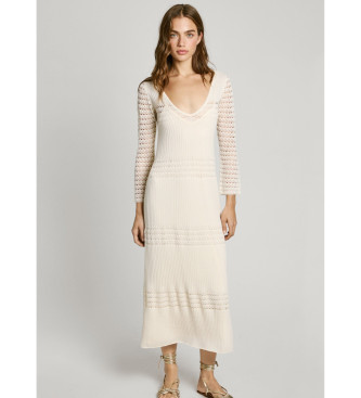 Pepe Jeans para mujer. PL953712 Vestido Paulina Blanco (S), Casual, Poliéster, Manga larga