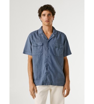 Pepe Jeans para hombre. PM3091196 Camisa Paulo marino (L), Casual, Lino, Manga corta