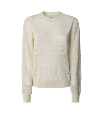 Pepe Jeans para mujer. PL702289 Jersey Pax blanco (M), Casual, Poliéster, Manga larga