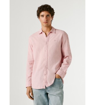 Pepe Jeans para hombre. PM3091192 Camisa Payton rosa (L), Casual, Lino, Manga larga