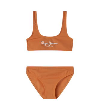 Pepe Jeans para niña. PGB10420 Bikini en tejido ligero y elástico naranja (12años= 152cm), Beachwear, Poliamida, moda infantil