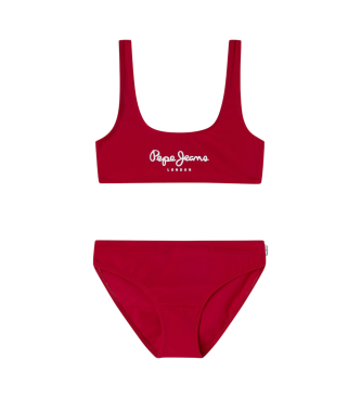 Pepe Jeans para niña. PGB10420 Bikini en tejido ligero y elástico rojo (8Años= 128cm), Beachwear, Poliamida, moda infantil