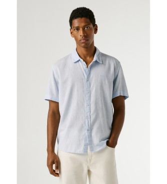 Pepe Jeans para hombre. PM3091193 Camisa Percy azul (L), Casual, Lino, Manga corta