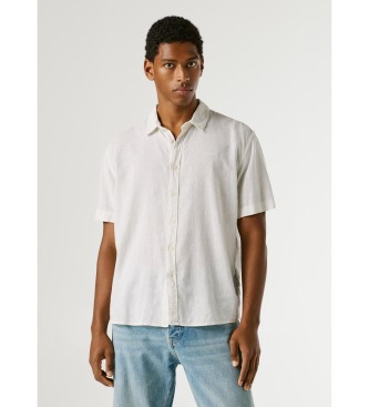Pepe Jeans para hombre. PM3091193 Camisa Percy blanco (M), Casual, Lino, Manga corta