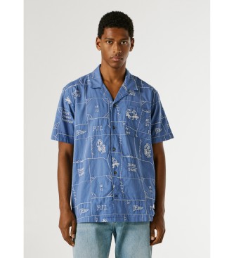 Pepe Jeans para hombre. PM3091207 Camisa Perto azul (XS), Casual, Algodón, Manga corta, Marino