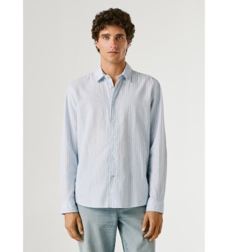 Pepe Jeans para hombre. PM3091202 Camisa Philippe azul (L), Casual, Lino, Manga larga