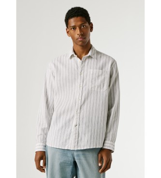 Pepe Jeans para hombre. PM3091197 Camisa Phountain blanco roto (XXL), Casual, Lino, Manga larga