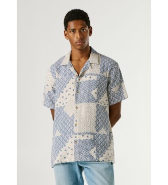 Pepe Jeans para hombre. PM3091206 Camisa Pissarrot azul (XXL), Casual, Algodón, Manga corta