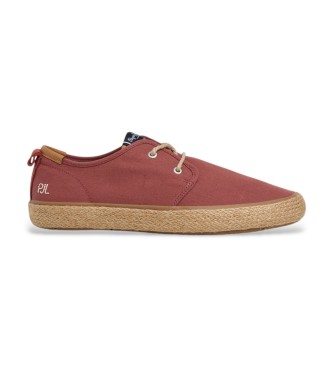 Pepe Jeans para hombre. PMS100009 Zapatillas Port Bay rojo (46), Tela, Plano, Cordones, Casual