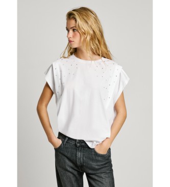 Pepe Jeans para mujer. PL506022 Camiseta Raz blanco (XS), Casual, Algodón, Manga corta, Sostenible