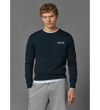 Red Bull Racing x Pepe Jeans para homem. RM700007 Pulôver de malha com gola redonda azul-marinho (M), Casual, Algodão