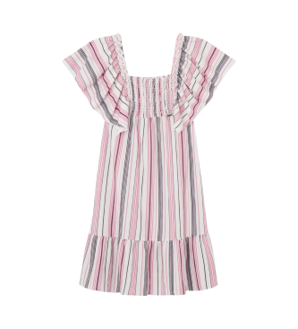 Pepe Jeans para niña. PG951661 Vestido Regina multicolor (10años= 140cm), Casual, Poliéster, Manga corta, moda infantil