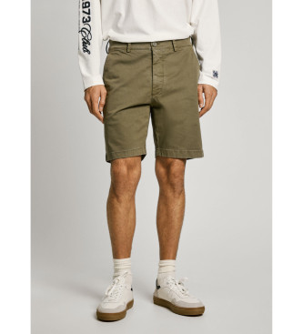 Pepe Jeans para hombre. PM801181 Short chino en tejido de sarga elástica verde (29), Casual, Algodón, Sostenible