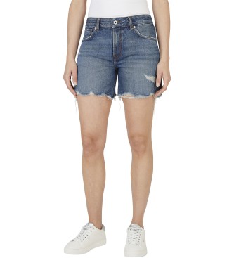 Pepe Jeans para mujer. PL801186EE6 Short Regular Distressed azul (26), Casual, Algodón, Denim, Sostenible