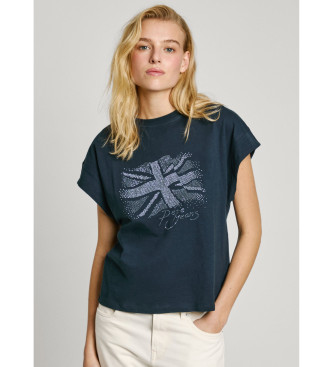 Pepe Jeans para mujer. PL506077 Camiseta Rolene marino (S), Casual, Algodón, Manga corta