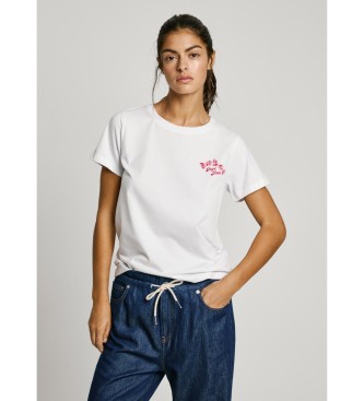 Pepe Jeans para mujer. PL506070 Camiseta Rosey blanco (XL), Casual, Algodón, Manga corta