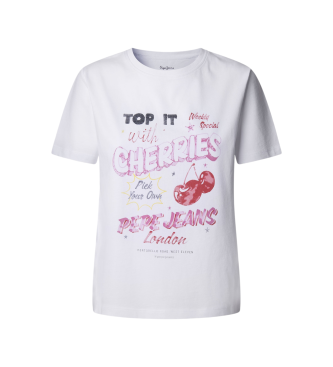 Pepe Jeans para mujer. PL506045 Camiseta Roxane blanco (S), Casual, Algodón, Manga corta