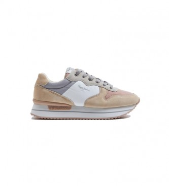 Imagen Pepe Jeans para mujer. PLS31335 Zapatillas Rusper Young 22 gris, rosa (38), Piel, Plano, Cordones, Casual