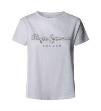 Pepe Jeans para mujer. PL506014 Camiseta Ryleigh blanco (XS), Casual, Manga corta, Algodón Orgánico, Sostenible