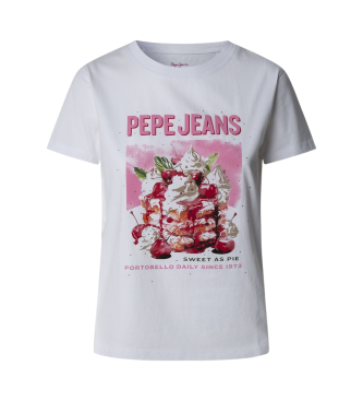 Pepe Jeans para mujer. PL506069 Camiseta Ryoko blanco (M), Casual, Algodón, Manga corta, Sostenible