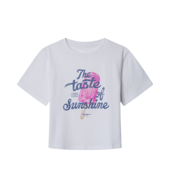 Pepe Jeans para niña. PG503140 Camiseta Sabine blanco (16años= 176cm), Casual, Algodón, Manga corta, Sostenible, moda infantil