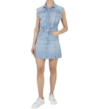 Pepe Jeans para mujer. PL953722 Vestido corto Sadie azul (S), Casual, Algodón, Denim, Sin mangas / Tirantes, Sostenible