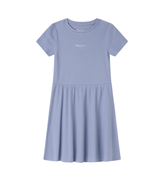 Pepe Jeans para niña. PG951698 Vestido corto Sasha azul (14Años= 164cm), Casual, Algodón, Manga corta, Sostenible, moda infantil
