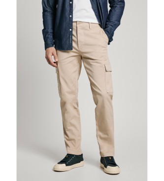 Pepe Jeans para hombre. PM211907 Pantalón cargo Twill beige (34), Casual, Algodón, Sostenible