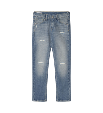 Pepe Jeans para niño. PB202266 Jeans en fit slim azul (14Años= 164cm), Casual, Algodón, Denim, Sostenible, moda infantil