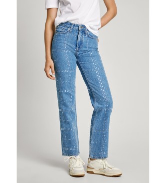 Pepe Jeans para mujer. PL204832 Jeans Straight Glitter azul (29/30), Casual, Algodón, Denim