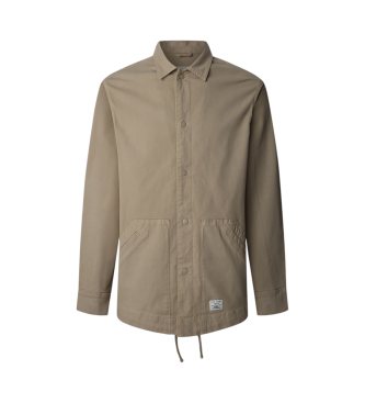 Pepe Jeans para hombre. PM308855 Sobrecamisa Suky beige (L), Casual, Algodón, Manga larga, Sostenible