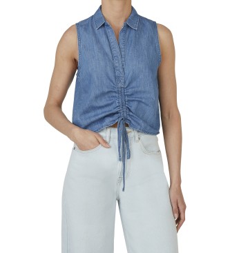 Pepe Jeans para mujer. PL305090 Top Sunny azul (M), Casual, Algodón, Sin mangas / Tirantes