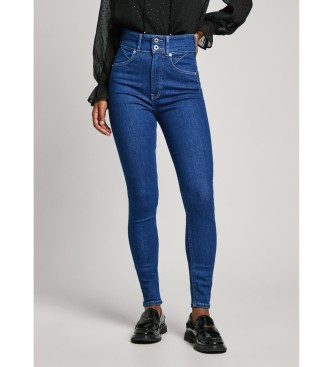 Pepe Jeans para mujer. PL204896BC4 Jeans fit super skinny y tiro alto azul (32/30), Casual, Algodón, Denim